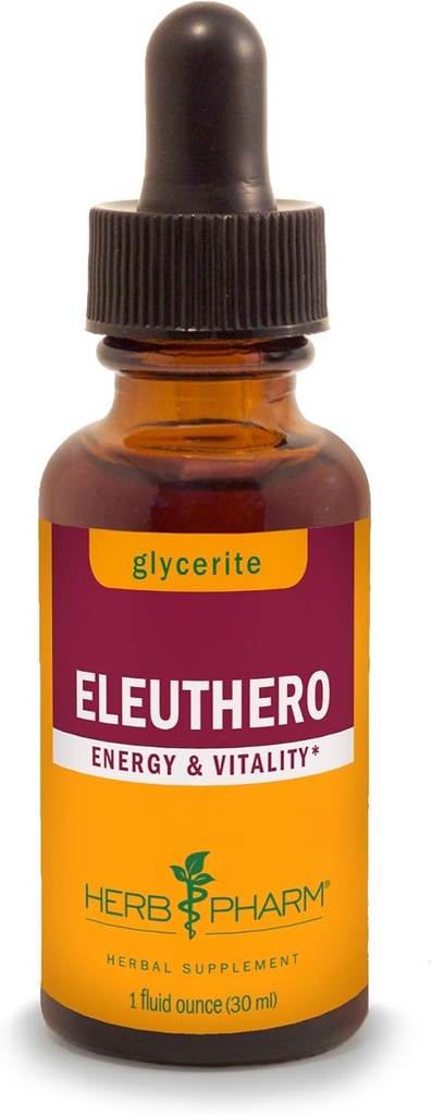 Herb Pharm Eleuthero glycérite liquide pour l'énergie et la stamina, glycérite sans alcool, 1 Fl Oz