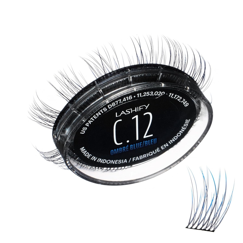 Lashify Curl 12mm Gossamer Eyelash Extensions Refill in Ombre Blue, Easy DIY False Lashes for a Natural Look