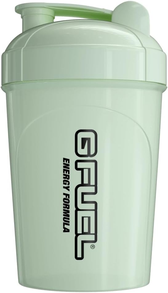 G Fuel Glow-In-The-Dark Shaker Bouteille, Mélangeur de boisson pour pré-entraînement, Secouer de protéines, Mélange de smoothie, Shakes de repas, Poudre d'énergie et plus, Coupe de mélange, Coffre-fort portable, sans BPA plastique - 16 oz