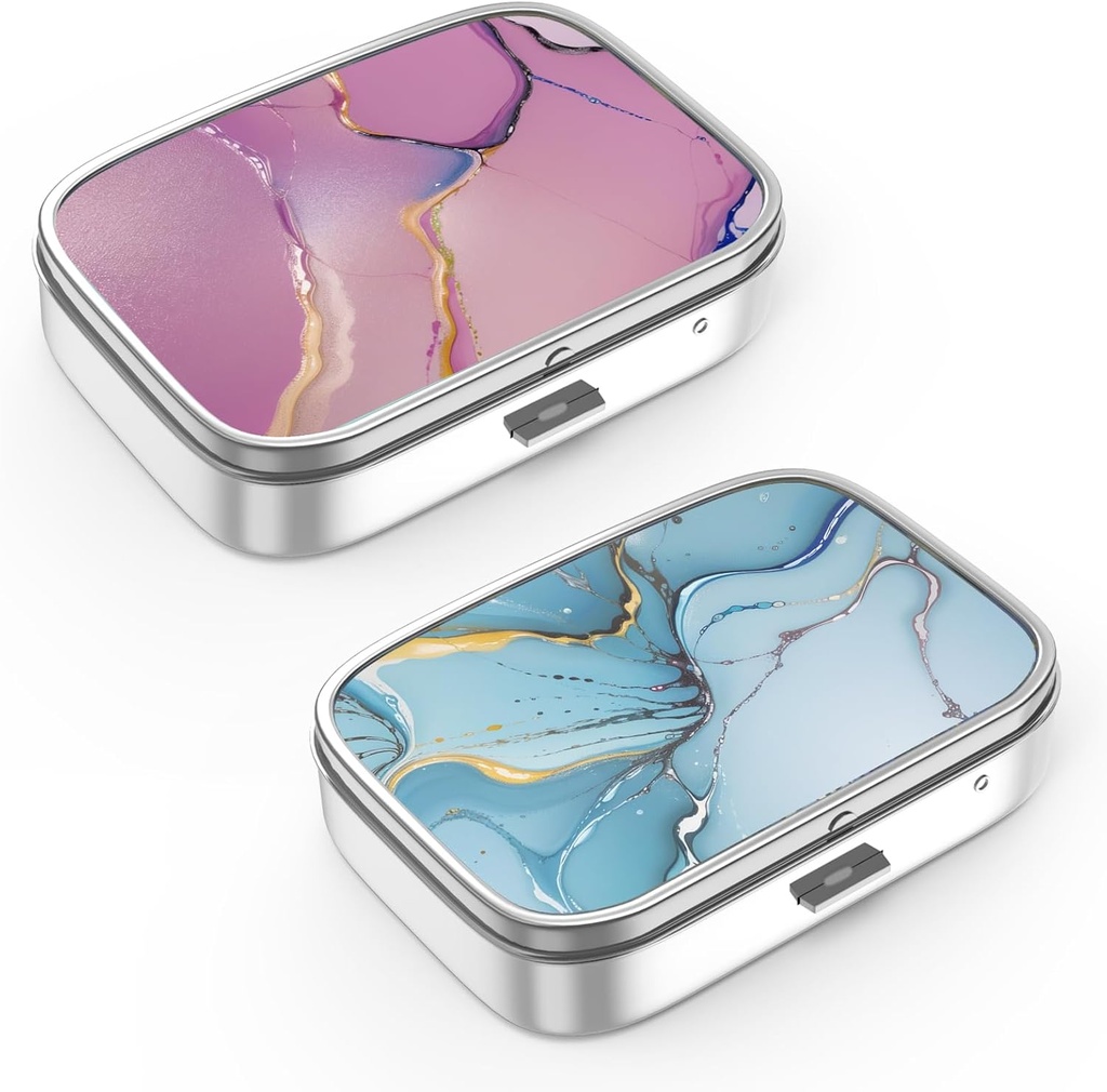 Pille Box 2 Compartment Small Pill Case,Portable für Tasche oder Geldbörse Pill Organizer Pill Container Halter, um Vitamine, Medikamente, Fischöl und Ergänzungen (2PCS)