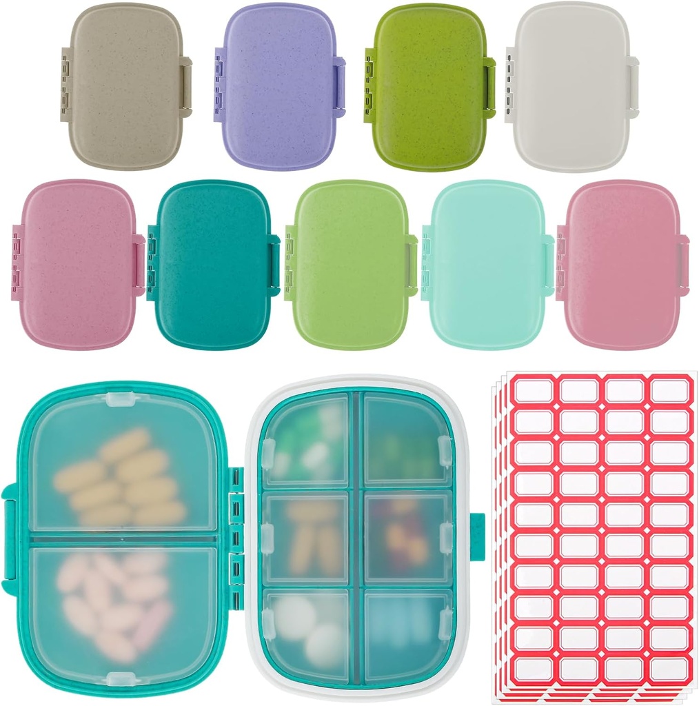 9 Pack Reise Pille Organizer 8 Komponenten Tragbare Pille Case Kleine Pille Box für Taschengeld Tägliche Pille Gefäß Medizin Vitamin-Halterspender für Fischöl Beilage