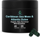 Vassoio olistico Organico Sea Moss Capsule 100% Pure Caribbean Sea Moss + Dulse Seaweed | Wild Harvested | No Fillers | Rich in Antiossidanti, Minerali e Iodio (40 capsule)