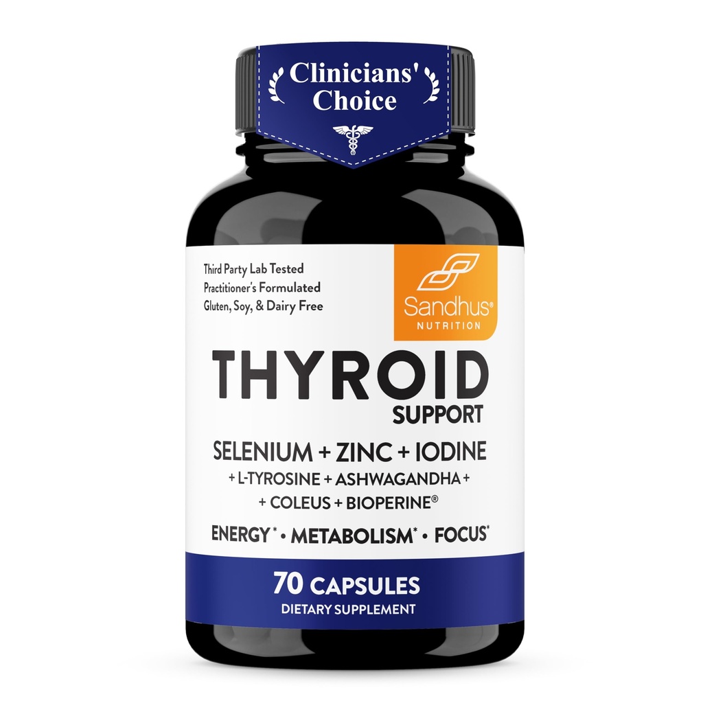 Sandhu's Thyroïde Support Complex avec Sélénium, Zinc, Iodine, L Tyrosine, Ashwagandha.