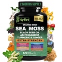 Organic Irish Sea Moss, Black Seed Oil, Ashwagandha, Turmeric,Ginger Capsule, Bladderwrack, Burdock, VIT C&VIT D3, Elderberry, Manuka Honey, Dandelion, Yellow Dock, Aceto di sidro di mela, Halal, Vegan