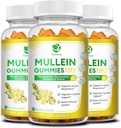 (3 Pack) 9 in 1 Mullein Gummies für Lung Cleanse & Detox, Extra Strength Mullein Leaf Extract w/Quercetin, Bromelain, Elderberry & Marshmallow for Respiratory, Immune & Digestive, Vegan,180 Count
