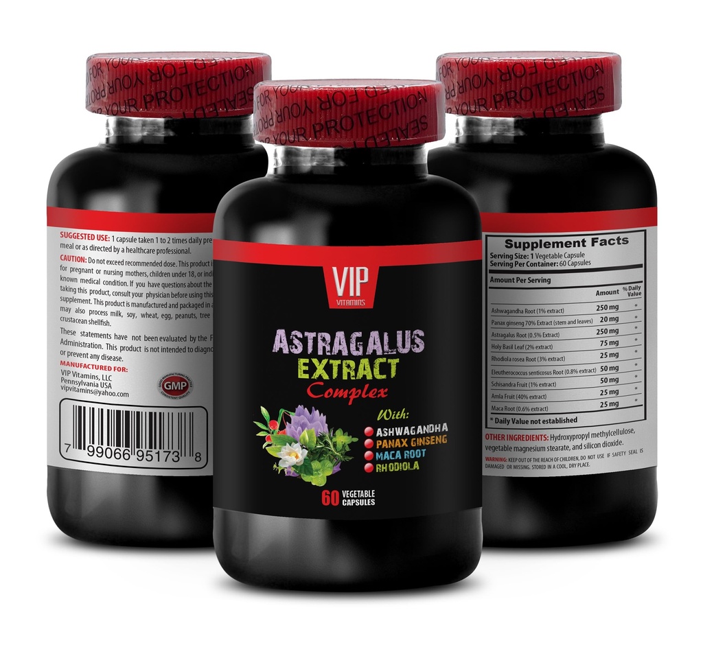 astragalus complesso - ASTRAGALUS EXTRACT COMPLEX con Ashwagandha, Panax ginseng, Astragalus, Maca - capsule di basilico santo, supporto immunitario astragalus, capsule di estratto di astragalus 1 Bottiglia 60 capsule