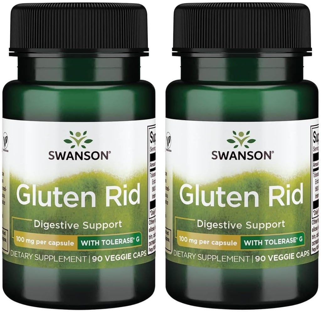 Ride de gluten de Swanson avec Tolérase G 100 mg 90 Vég.