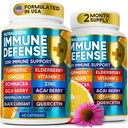 12 en 1 Vitamines de défense immune Premium - Supplément immune avec/vitamine D3 5000 UI Vitamine 1000mg Zinс 50mg - Choix Luxe pour le soutien immunitaire Premium - avec Echinacea Elderberry et Ginger - 120 capsules