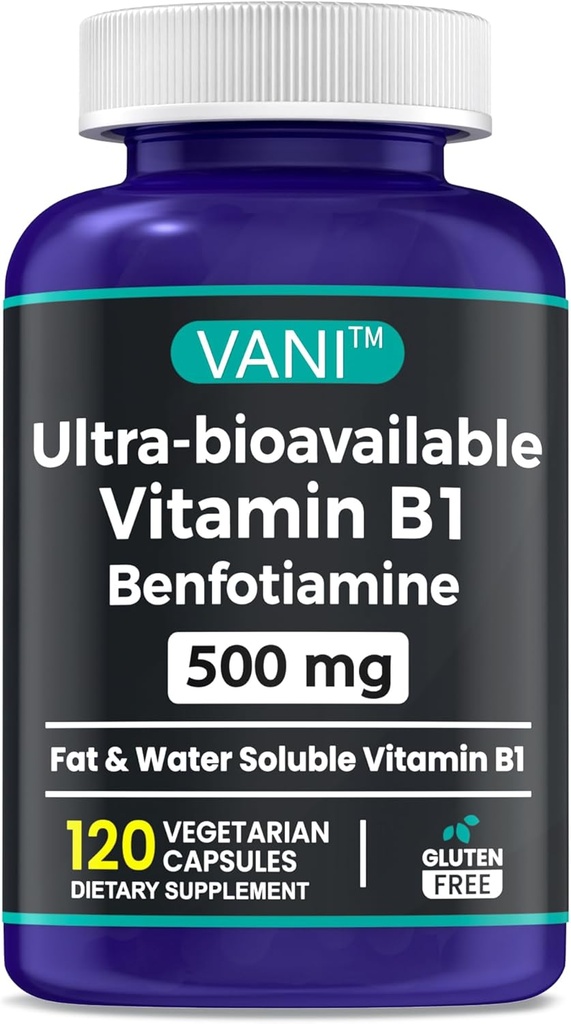 2 in 1 Verbesserte Formel: Vitamin B1 mit Benfotiamin 500mg, Fettlösliche Ergänzung von Vitamin B-1, 500 mg - 120 Kapseln (1)
