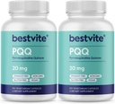 BESTVITE PQQ 20mg (Pyrroloquinoline Quinone) (240 capsules végétariennes) (120 x 2) - Pas de stéarates - Vegan - Non OGM - Sans gluten