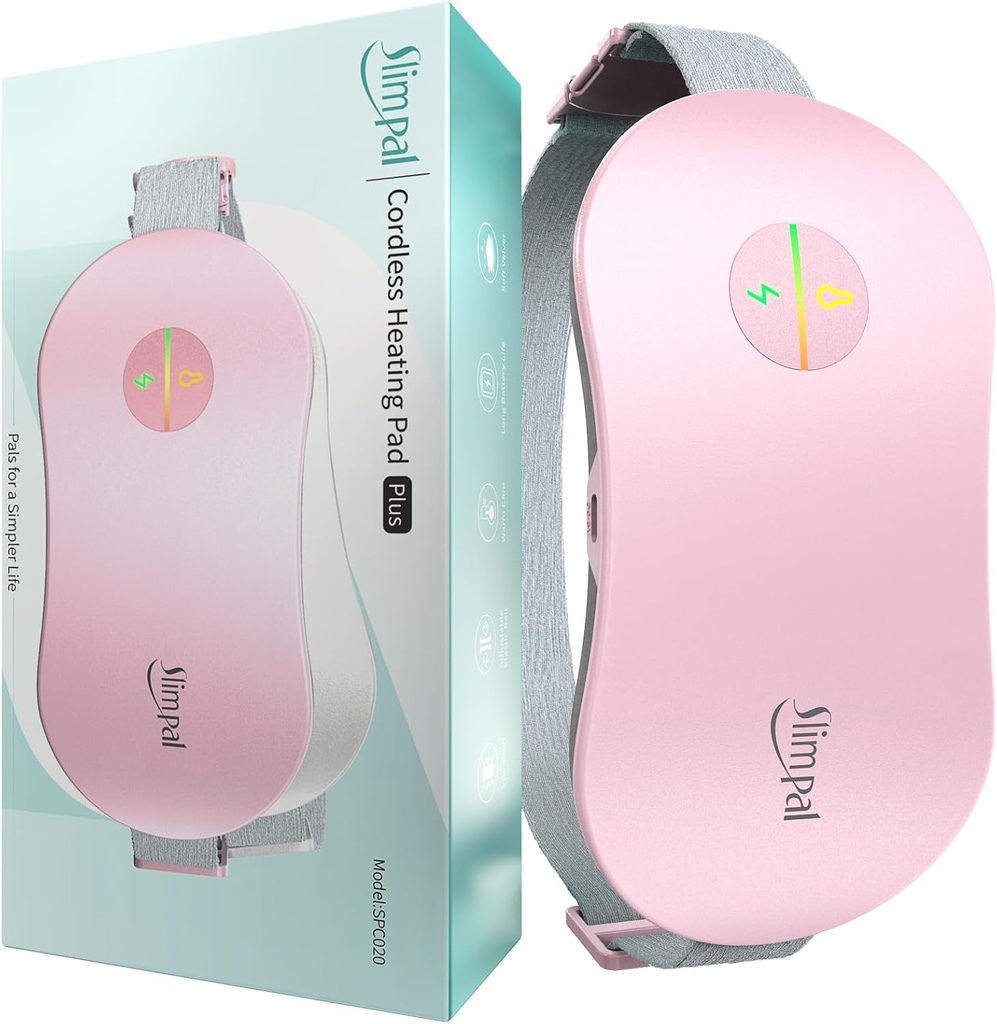 Pad di riscaldamento Slimpal per le cassoni di periodo, Portable Cordless Electric Heat Pad per la cintura di calore del dolore mestruale, Rechargeable Wearable Heat Pad Regali per la sua ragazza donna moglie, rosa