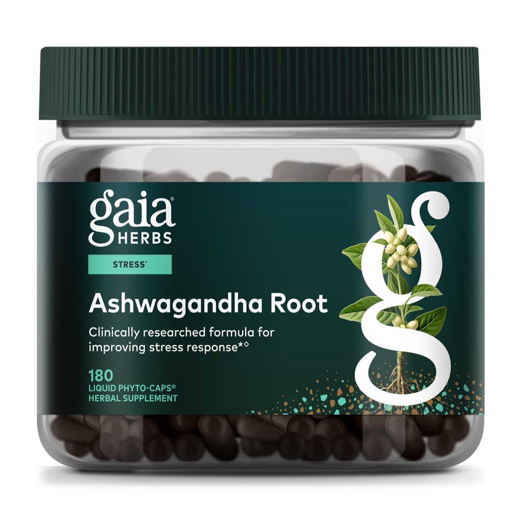 Gaia Herbs Ashwagandha Root - Stress Relief & Sleep Support Supplement - Unterstützt Balanced Energy Levels & Positive Outlook* - 180 Vegan Liquid Phyto Capsules (90-Day Supply)