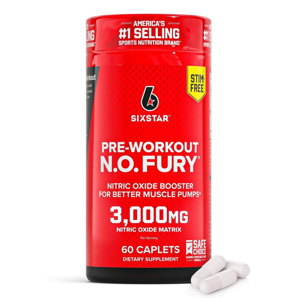 Six Star Nitric Oxid Ergänzungen für Männer & Frauen, Muskelaufbau (60 Count) - Nitric Oxid Booster Pillen Muskelpumpe Pre Workout Supplement - Sporternährung für Muskelaufbau, Kraft & Energie