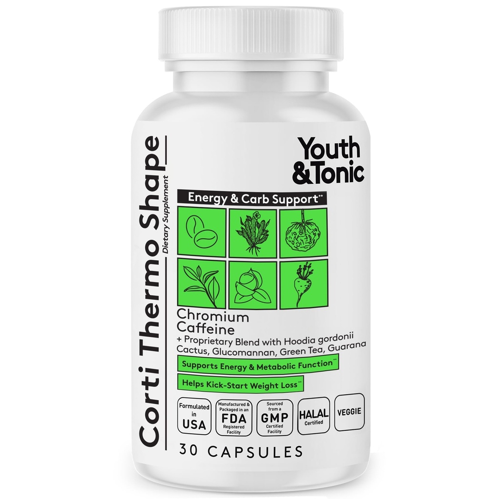 Supplément Thermogénique pour les jeunes et toniques 30 capsules comme support de régime avancé pour le métabolisme énergétique Focus pour les hommes et les femmes avec caféine Chrome Glucomannan Guarana Hoodia Gordonii