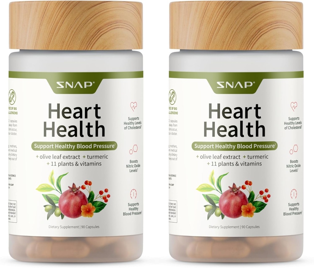 Snap Supplements Heart Health Supplements and Blood Circulation Supplements, 180 Capsules
