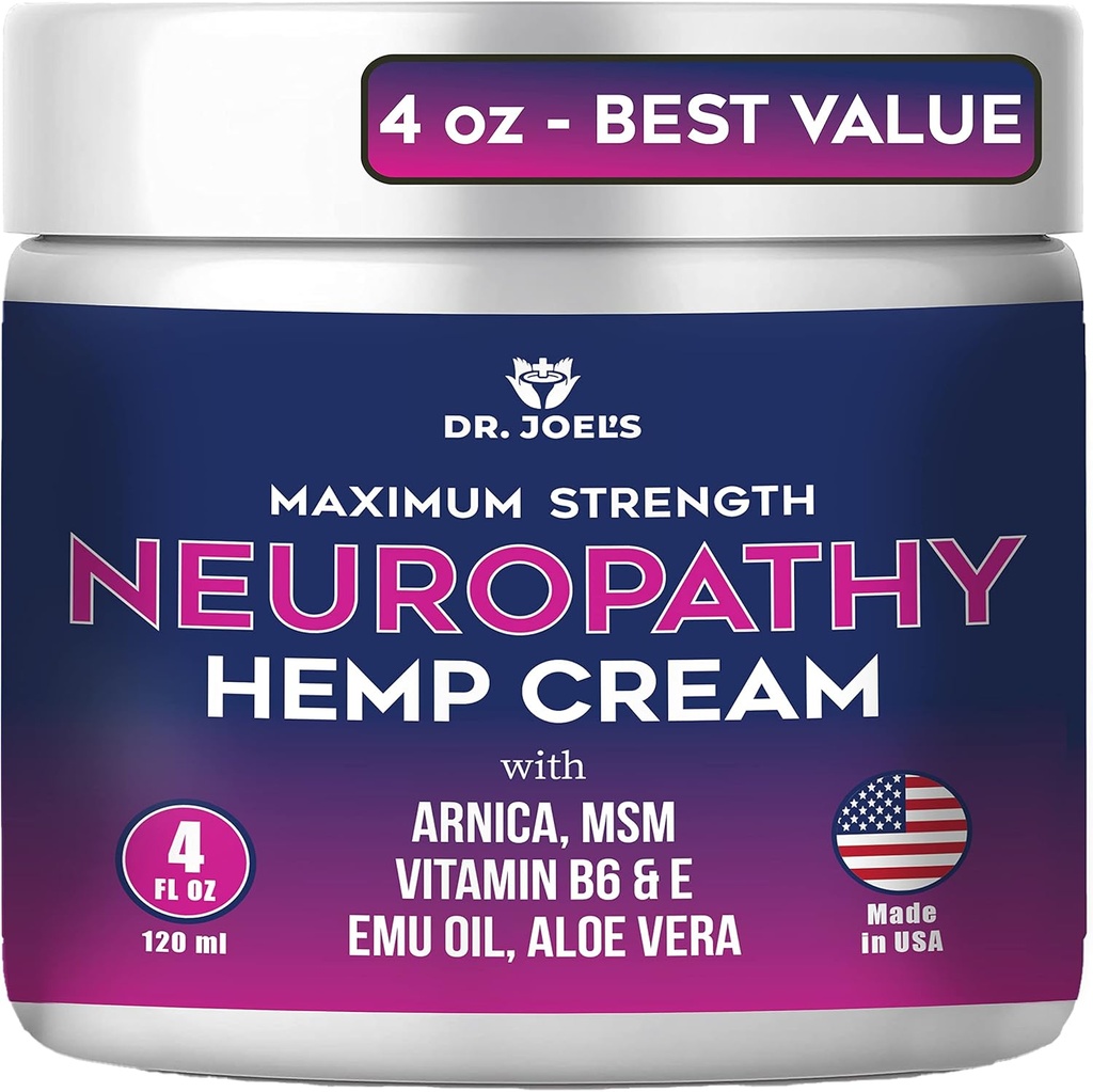 Crème Neuropathie du Dr JOEL - Crème de Relief Nerve pour Pieds, Mains, Jambes - 4 OZ Large - Fabriqué aux États-Unis