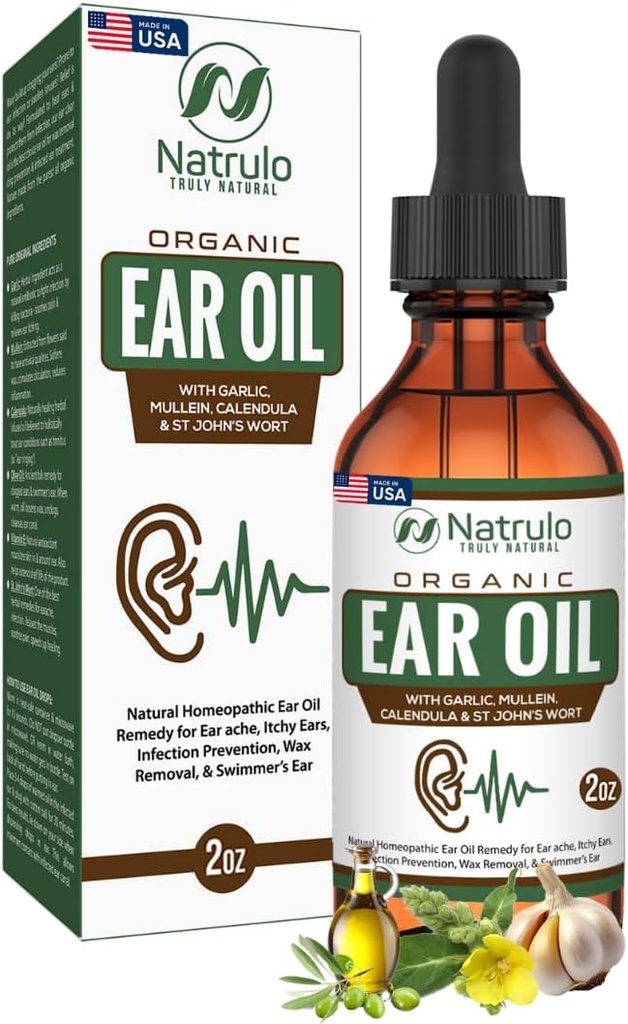 Bio-Ear-Öl für Ohren Infektion - Natürliche Eardrops für Ohrenschmerzen, Swimmer's Ear & Wax Entfernung - Kinder, Erwachsene, Baby & Hund Earache Remedy - Ohr Tropfen mit Mullein, Knoblauch Made in USA