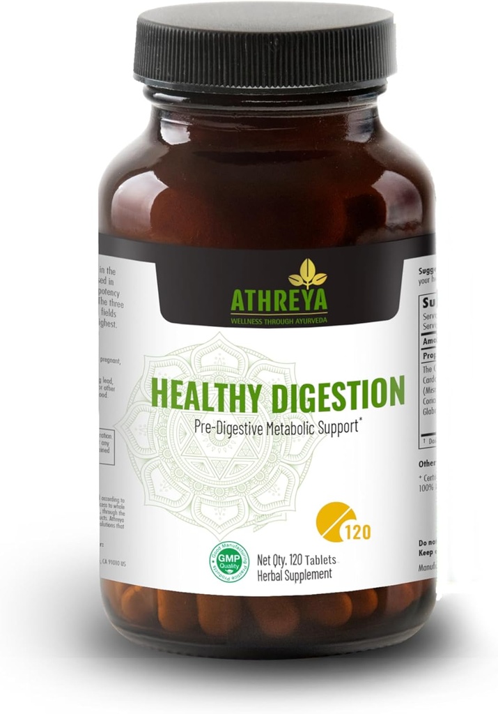 Herbes d'Athreya comprimés de digestion saine de 120 comprimés de soutien digestif de soutien métabolique pré-digestif de soutien métabolique de 30 jours