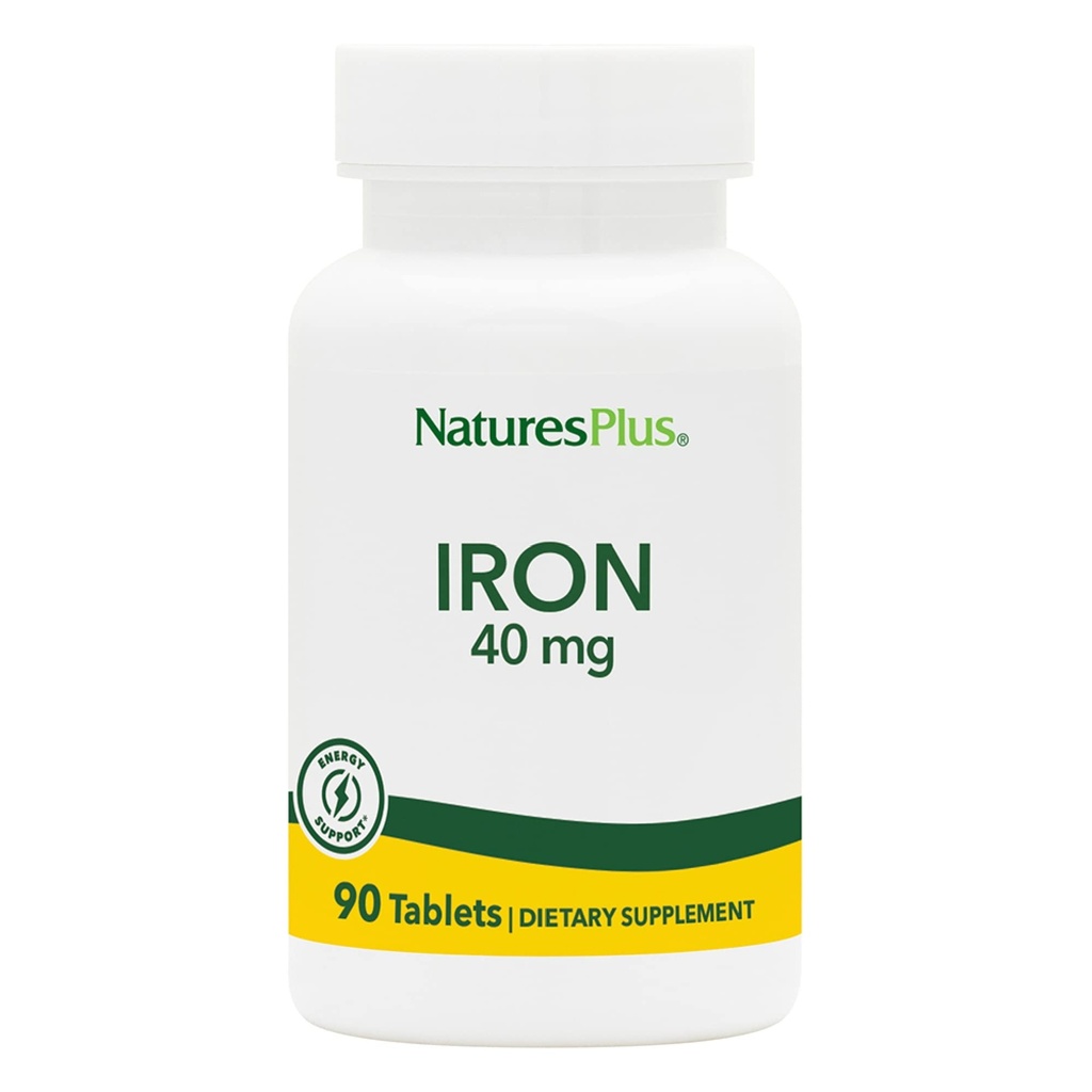 NaturesPlus Iron - 40 mg, 90 Tabletten - Vegetarisch, Glutenfrei - 45 Servierungen