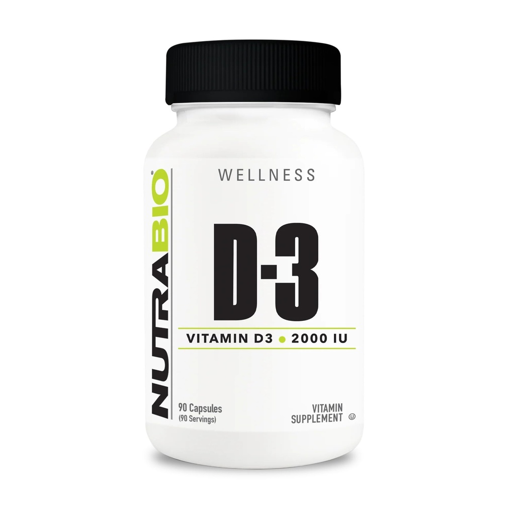 NutraBio Vitamin D (2000 IU), Immununterstützung - 90 pflanzliche Kapseln