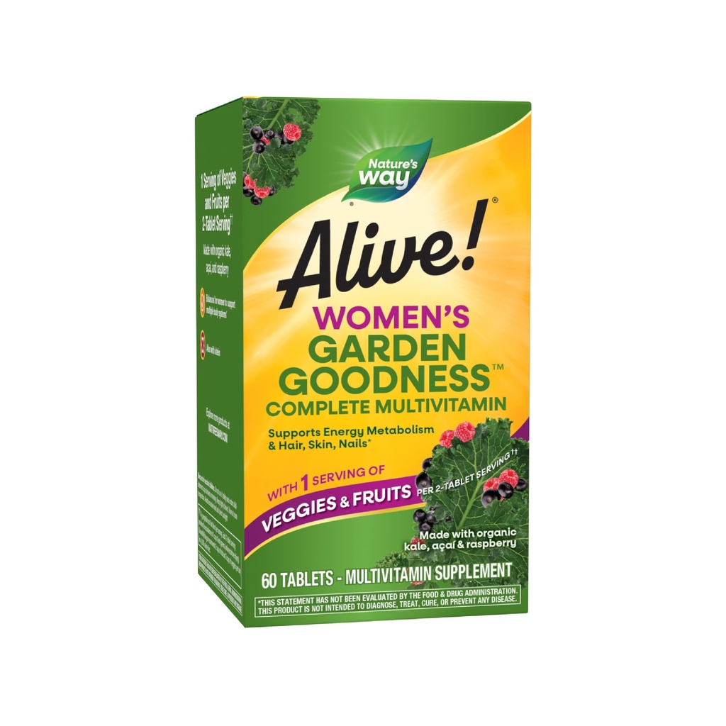 Nature's Way Alive! Garten-Güte Multivitamin für Frauen, hohe Potenz B-Vitamine zur Unterstützung von Cellular Energy*, 1 Servierveggies & Fruits*, 60 Tabletten