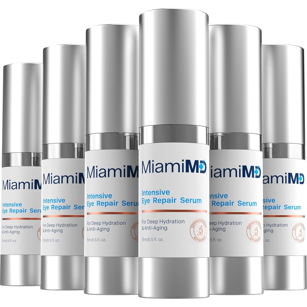 Eye Serum (15ml) Unter Augenbehandlung für dunkle Kreise, Crow's Feet & Eye Bags - Eye Serum für alle Hauttypen - Anti-Aging Under Eye Cream - Reduces Eye Puffiness - For Day & Night Time Use - 6 PACK