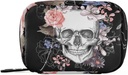 Naanle Aquarell Blume Schädel Pille Box 7 Tage Pille Fall Reisen Pille Organizer Tasche mit Reißverschluss Tragbare Wöchentliche Tasche Compact Größe für Vitamin Supplement Halter