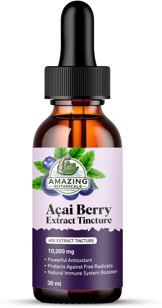 Incredibile Botanicals Acai Berry Tincture 10.000 mg - 1oz - Supplemento Antiossidante Premium, Grande Aggiunta ai tuoi Smoothies - 30ml