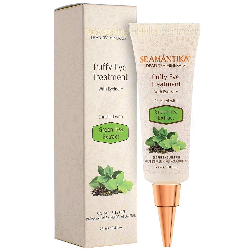 Puffy Eye Treatment Instant Ergebnisse – Natürlich beseitigen Falten, Puffiness, Dark Circle und Taschen in Minuten – Hydrating Eye Cream w/ Green Tea Extract, Dead Sea Minerals von SEAMANTIKA – .8 fl.oz.