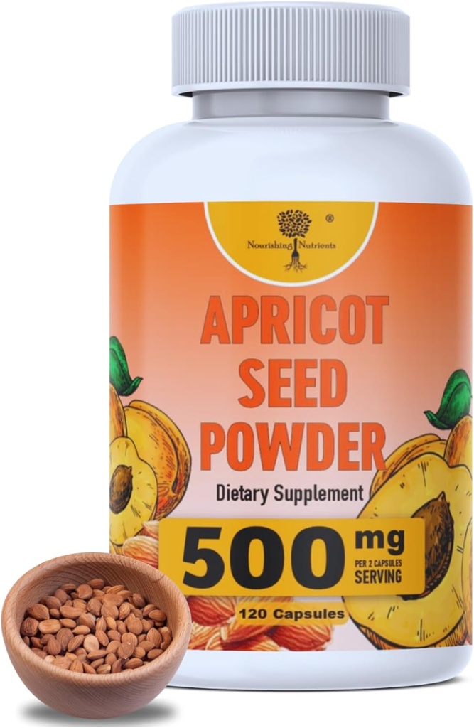 Estratto di semi di albicocca organico - supplemento di solo Kernel- dosaggio sicuro 500mg - Antiossidante, Gut & Heart Health, Densità di ossa, Supporto immunitario, Radiante e pelle liscia, Alta fibra - 500mg - 120 capsule