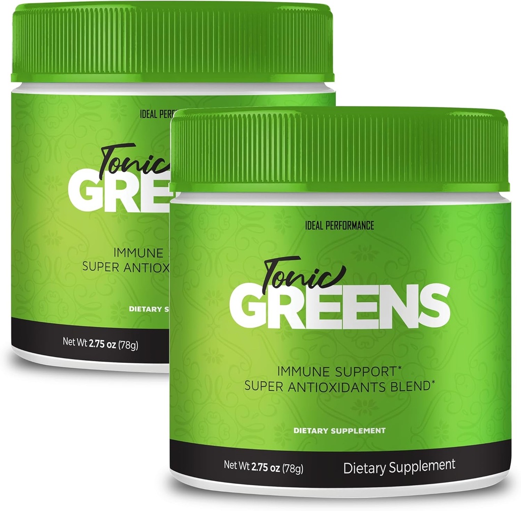 Tonic Greens Powder Vitamin Supplement Advanced Formula - Natural Green Blend Energy Supplement - Maximum Strength, TonicGreens BCAA, Tonic Greens All Natural Formula Powder Support Reviews (2 Pack)