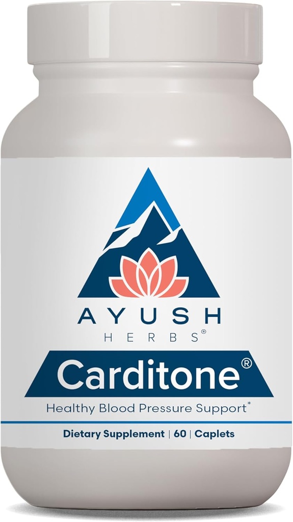 Ayush Herbs Carditone - Natural Heart Health Supplement für Damen und Herren, BP Formel, ganzheitliche Herzunterstützung mit Rauwolfia, Arjuna, Calcium und Magnesium - 60 vegetarische Caplets (1 Zähler)