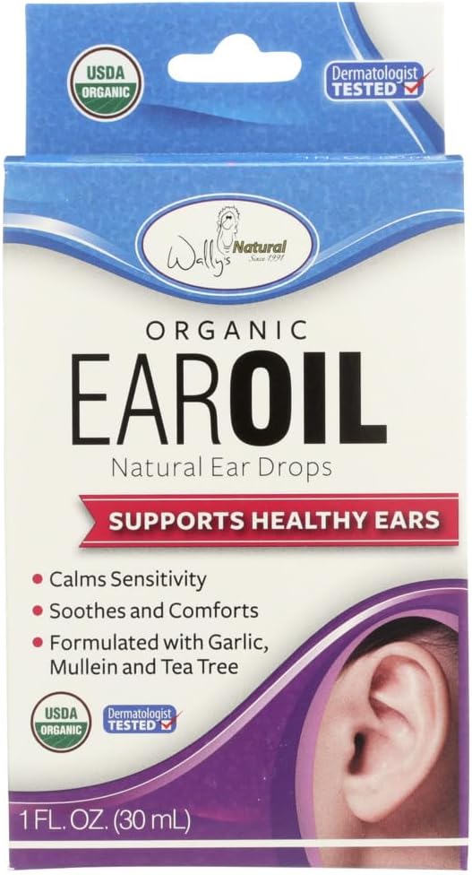 Wally's Natural Products, Organic Ear Oil mit Knoblauch und Mullein, 1 fl oz - 2pc