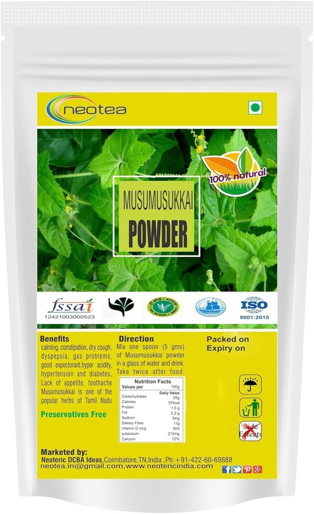 neotea Flax Musumusukkai Pulver | Mukai Maderaspatana Pulver 300 Gm Pack von 1 | Natürliche Kräuterergänzung | Bio und Non-GMO | Ayurvedische Wellness- und Gesundheitsunterstützung