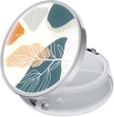Rouidr Pill Box, 3 Compartment Medicine Pill Case, Small Metal Travel Medicine Box für Geldbörse & Tasche, Silber, Abstract Boho Leaf