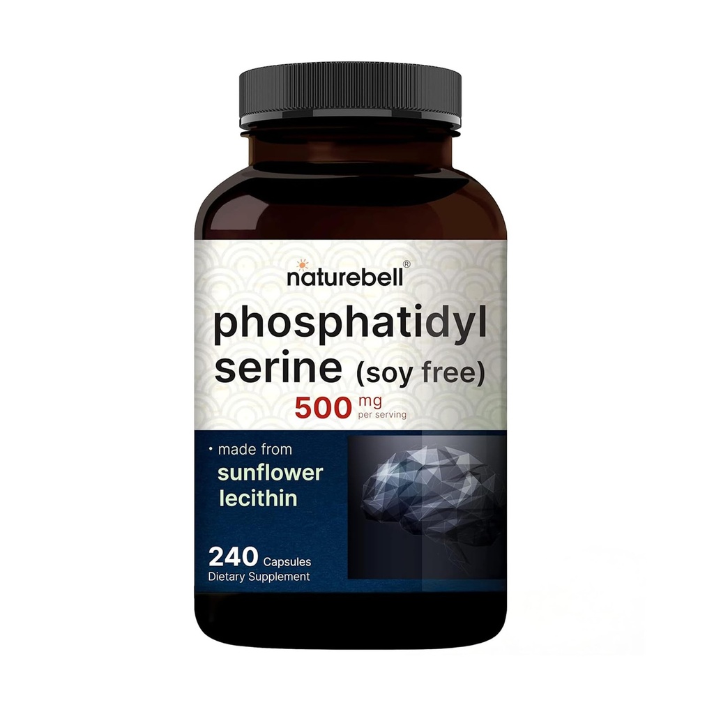 Ultra Strength Phosphatidylserine Supplement 500mg pro Servierung, 240 Kapseln | Soy Free, abgeleitet von Sunflower Lecithin – Unterstützt kognitive Gesundheit und Gehirnfunktion – Non-GMO