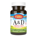 Carlson - A & D, 25000 UI (7500 mcg RAE) Vitamine A, 1000 UI (25 mcg) Vitamine D, soutien de la vision, santé de la peau, 100 softgels
