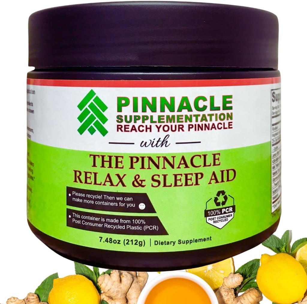 Pinnacle Relax & Schlaf-Ergänzung, Schlaf-Unterstützung Ergänzung mit Melatonin, Valerian Root, Ashwagandha, L Theanine, Zink, GABA & Magnesium für Calming, Natürliche Zitronen-Tee Flavoring (30 Portionen)