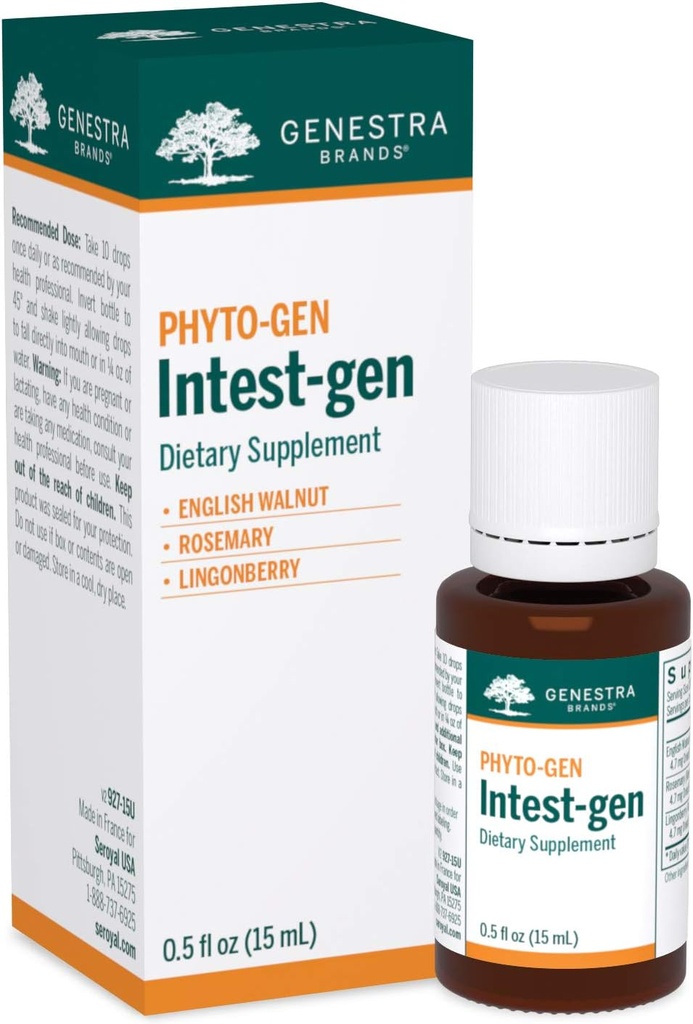 Genestra Brands Intest-gen | Noce inglese, Rosemary e Lingonberry Herbal Supplement | 0.5 fl. oz.