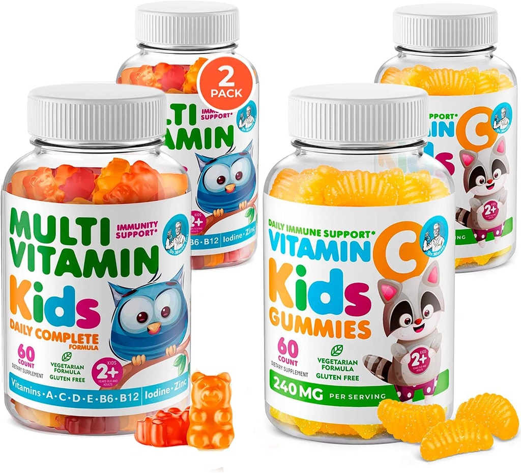DR. MORITZ Paire de vitamines essentielles - Ensemble de gommes multivitamines pour enfants (60 Nombre, 2 Pack) avec vitamine C (60 Nombre 2 Pack)