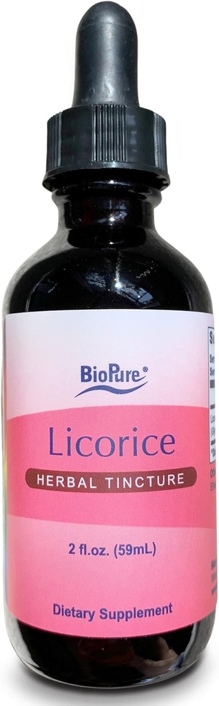 Teinture de réglisse Biopur – Extrait botanique potentiel de racine de réglisse, un adaptateur à base de plantes qui apaise la gorge et soutient la fonction du système respiratoire supérieur, immunitaire et gastro-intestinal – 2 fl oz
