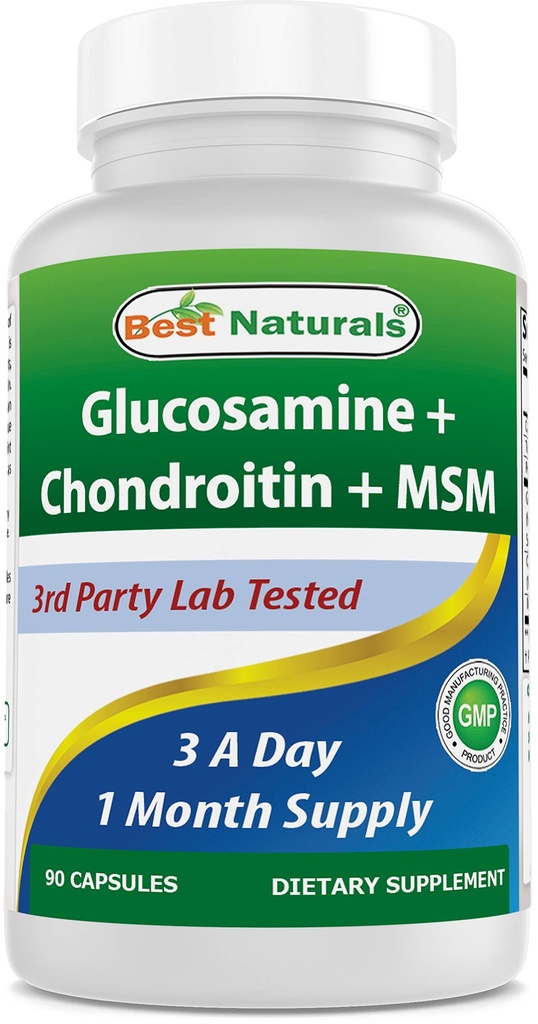 Best Naturals, Glucosamine Chondroitin MSM Ergänzungen, 2600 mg pro Portion, 90 Kapseln (90 Count (Pack von 1))