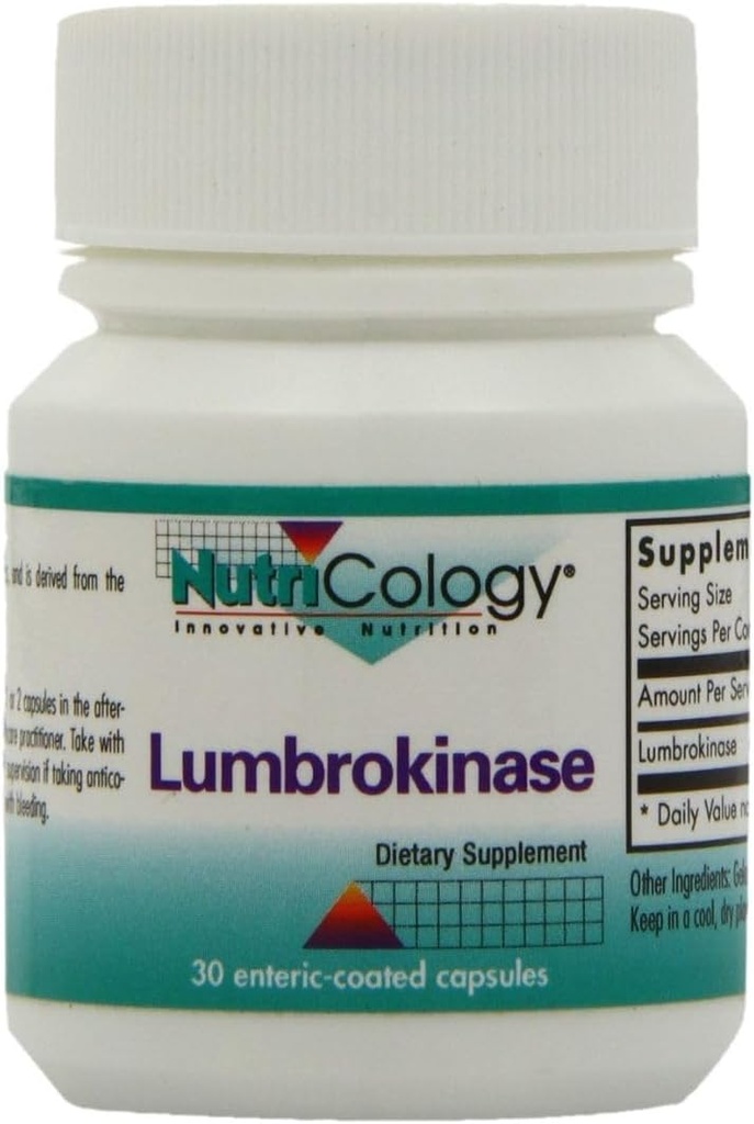 Nutricology Lumbrokinase Supplement - Kreislaufsystem-Unterstützung, unterstützt die Blutzirkulation bereits im Normalbereich - 30 Delayed Release Vegetarische Kapseln