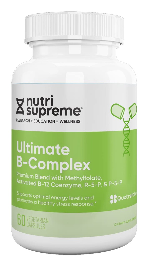 Nutri Supreme Ultimate B Complex, Vitamine B essenziali altamente assorbibili con metilfolato per supportare la funzione del sistema nervoso, 60 capsule