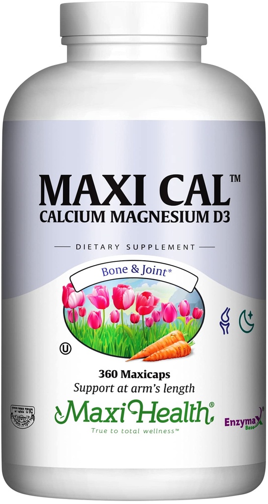 Maxi Health Calcium 1000 mg Supplement mit Vitamin D3 (1000 IE) und Magnesium (500 mg) - Knochen, Zähne und gemeinsame Unterstützung für Männer und Frauen - 360 Kapseln - Maxi Cal