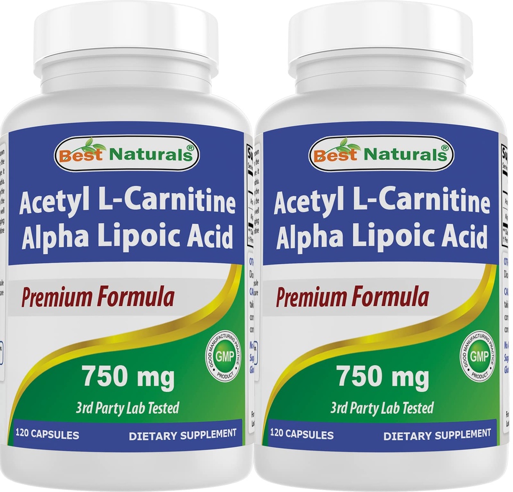 Best Naturals Acetyl L-Carnitin und Alpha Lipoic Acid 750 mg 120 Kapseln (120 Zähler (Pack von 2))