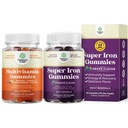 Bundle Multivitamin Gummy mit B12 Biotin mit Zink & Vitamin D und extra Stärke Eisen Gummi für Frauen und Männer - Potent 45mg pro Servieren Kaubare Eisenergänzung für Frauen und Männer mit Vit C