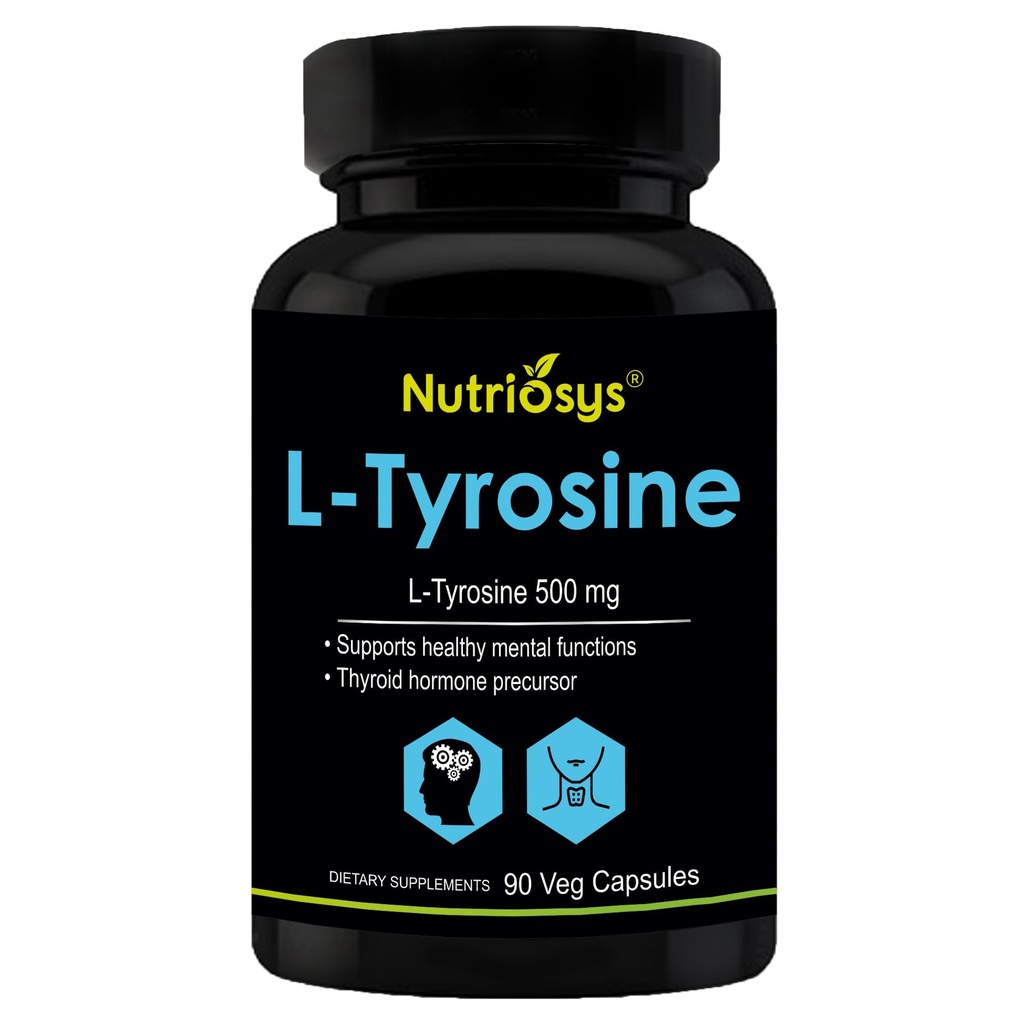 L Tyrosine 500mg – Integratore Nootropico Naturale per Focus, Mood & Mental Clarity | 500 mg capsule con Pure L-Tyrosine | Supports Brain Function & Wellbeing | L Tyrosine | L Trysonine