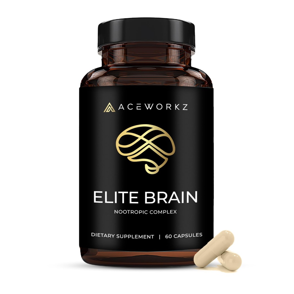 Cervello Elite - Integratore Nootropico per Focus, Memoria & Clarity Mentale – Energia Naturale Senza Caffeina con Complesso Mane Lion, L-Teanina & Vitamina B (60 capsule)