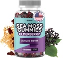 Gommies de mousse de mer Biolore avec mûre aînée - Gummes végétaliens pour femmes, hommes et enfants avec Bladderwrack & Burdock Root - 60pcs